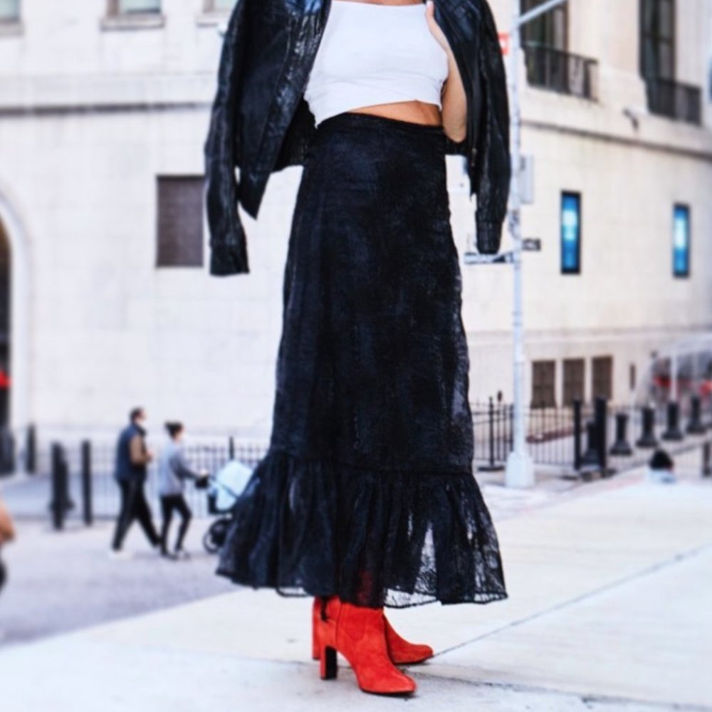 Sunflower Embroidered Maxi Skirt